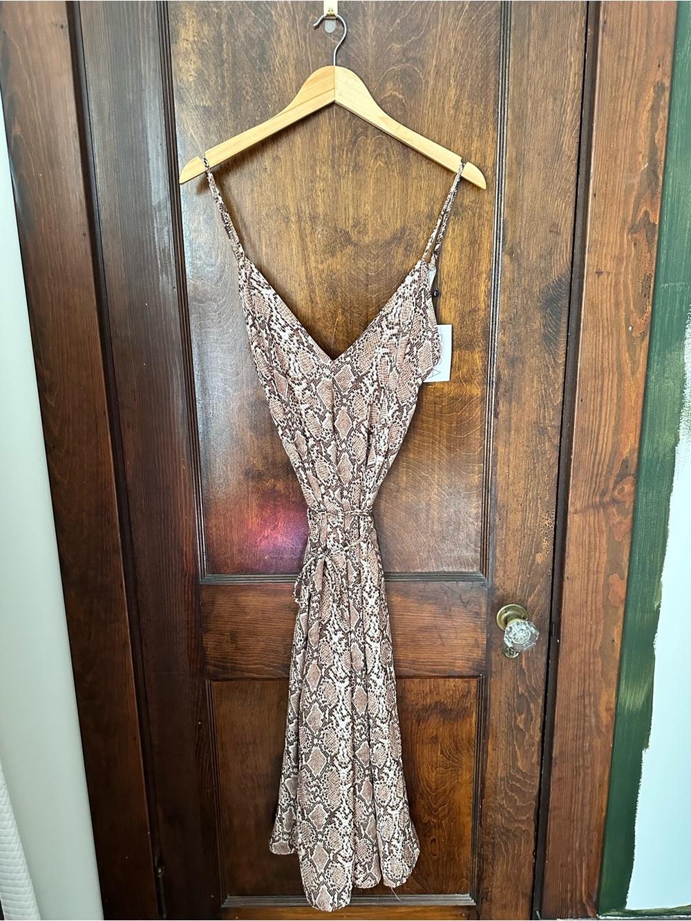 NWT Resa Snake Print Slip Dress in Brown